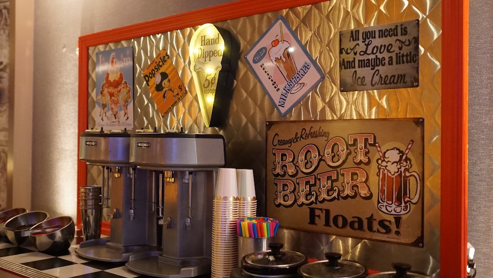 Milkshake and root beer float station with blenders at a K. Pacho party